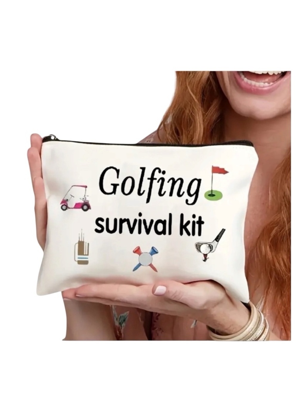 Golf Survival Kit Multipurpose Storage Bag Cosmetic Tee’s Pencil Scorecard White